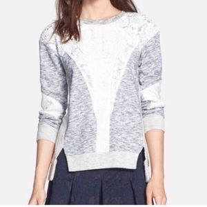 Rebecca Taylor grey sweater with lace details